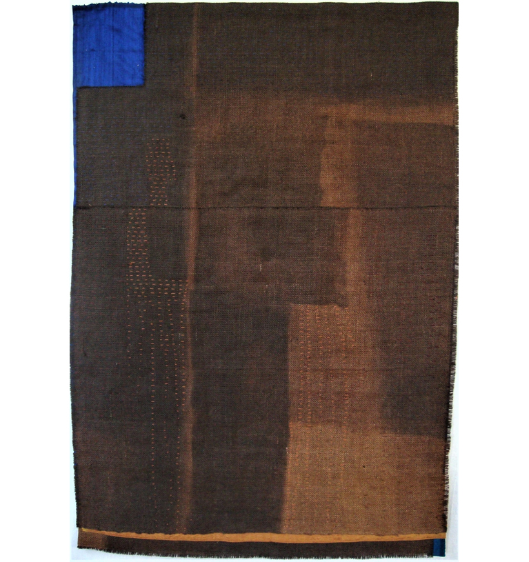 100 x 68 cm, Jute, teilweise entfärbt, Seide, handbestickt